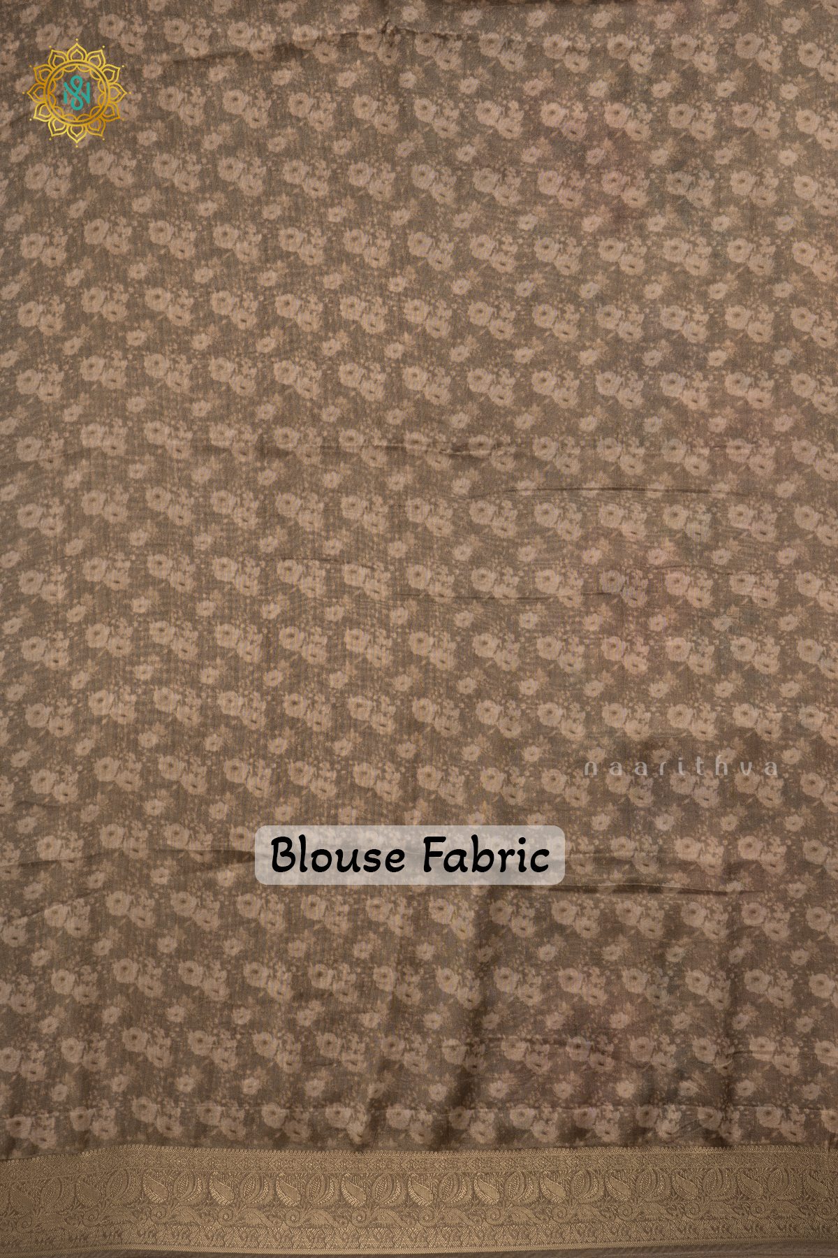 Light Brown Organza Crepe Saree With Floral Prints On The Body And Zari Border
