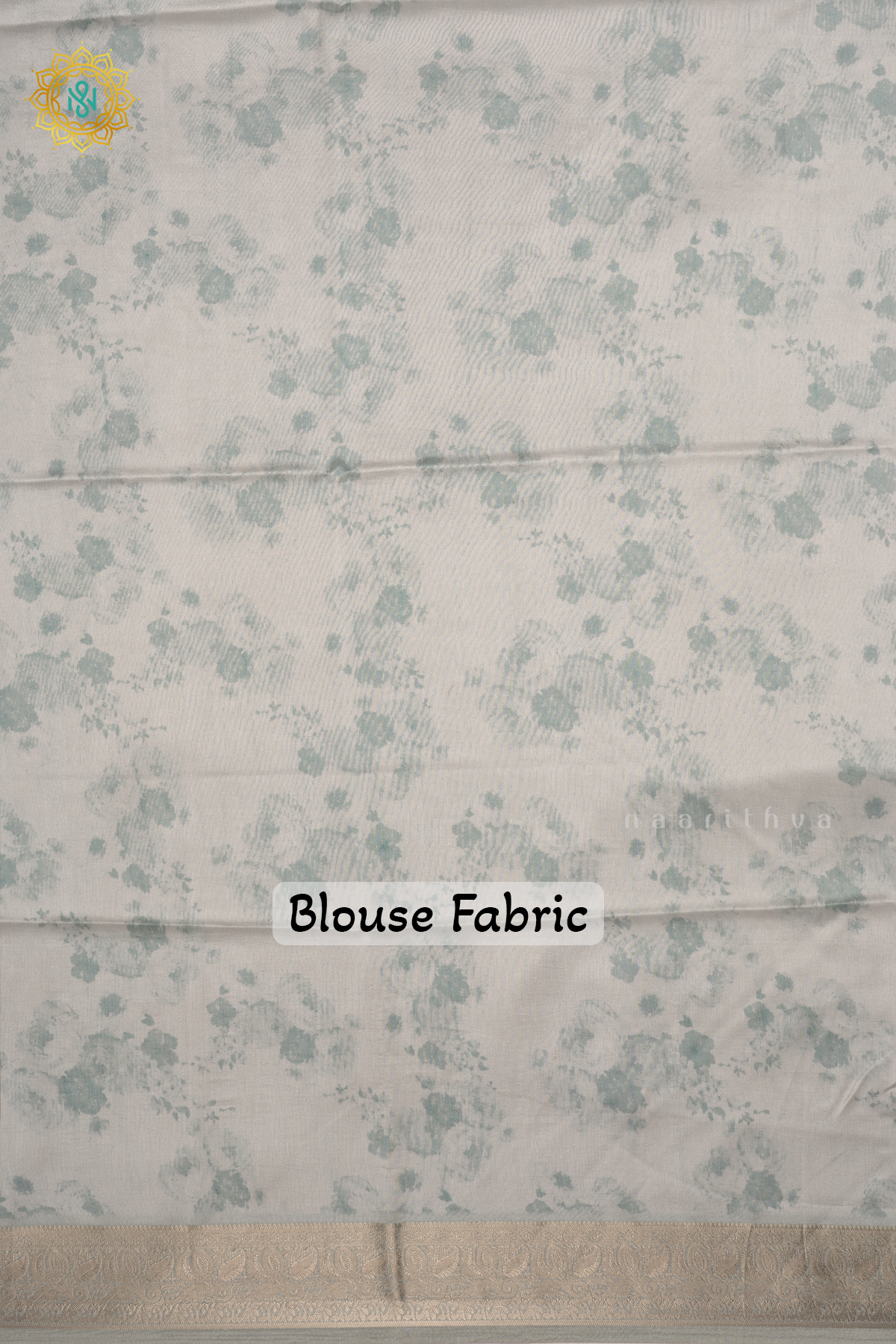 Light Blue Organza Crepe Saree With Floral Prints On The Body And Zari Border