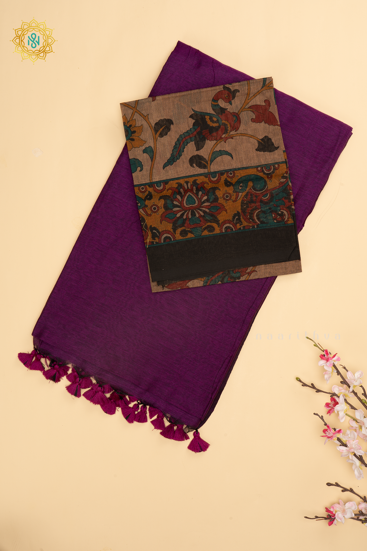 Wine Mul Cotton Saree Allover Plain Body