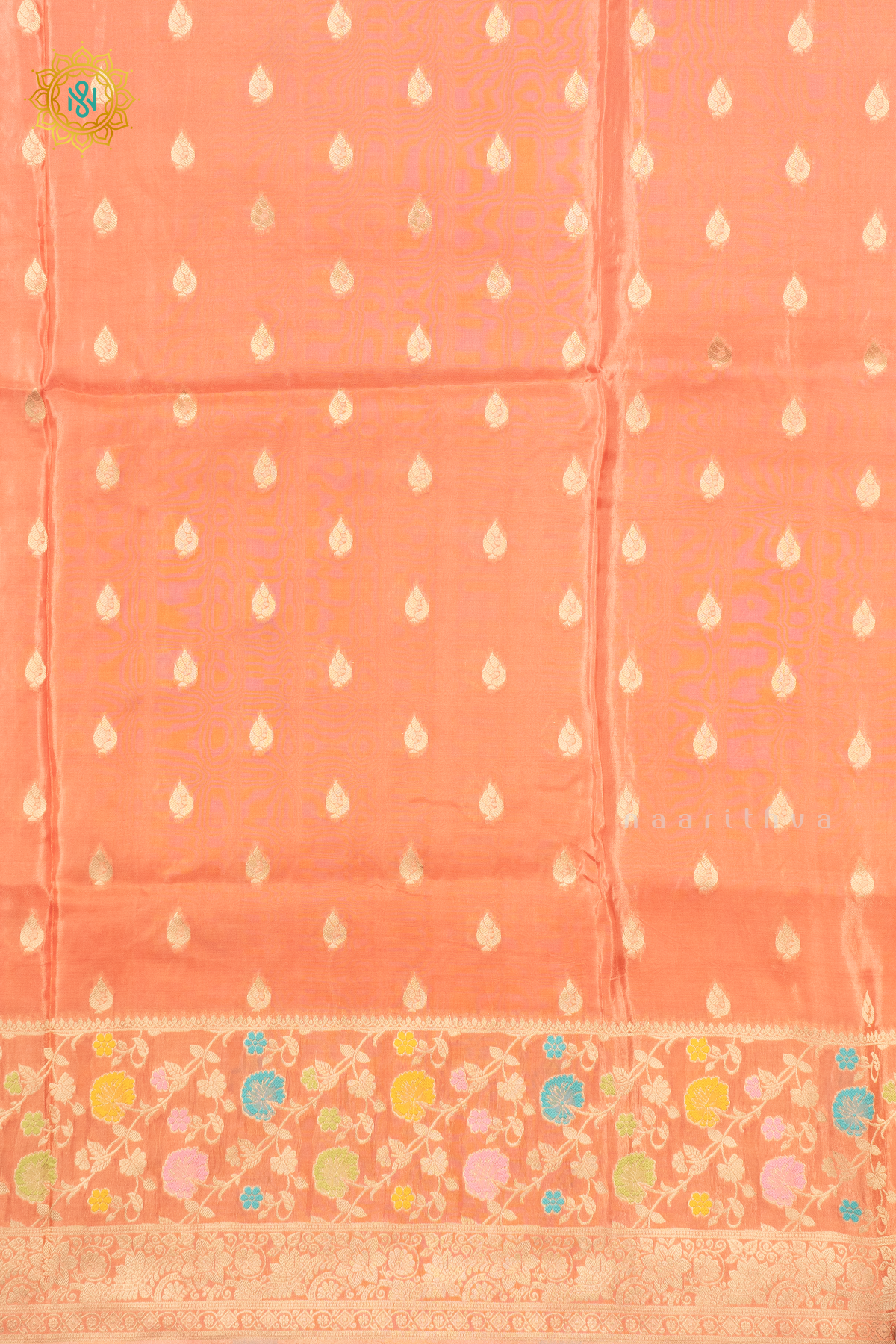 PEACH WITH ORANGE - SATIN CREPE