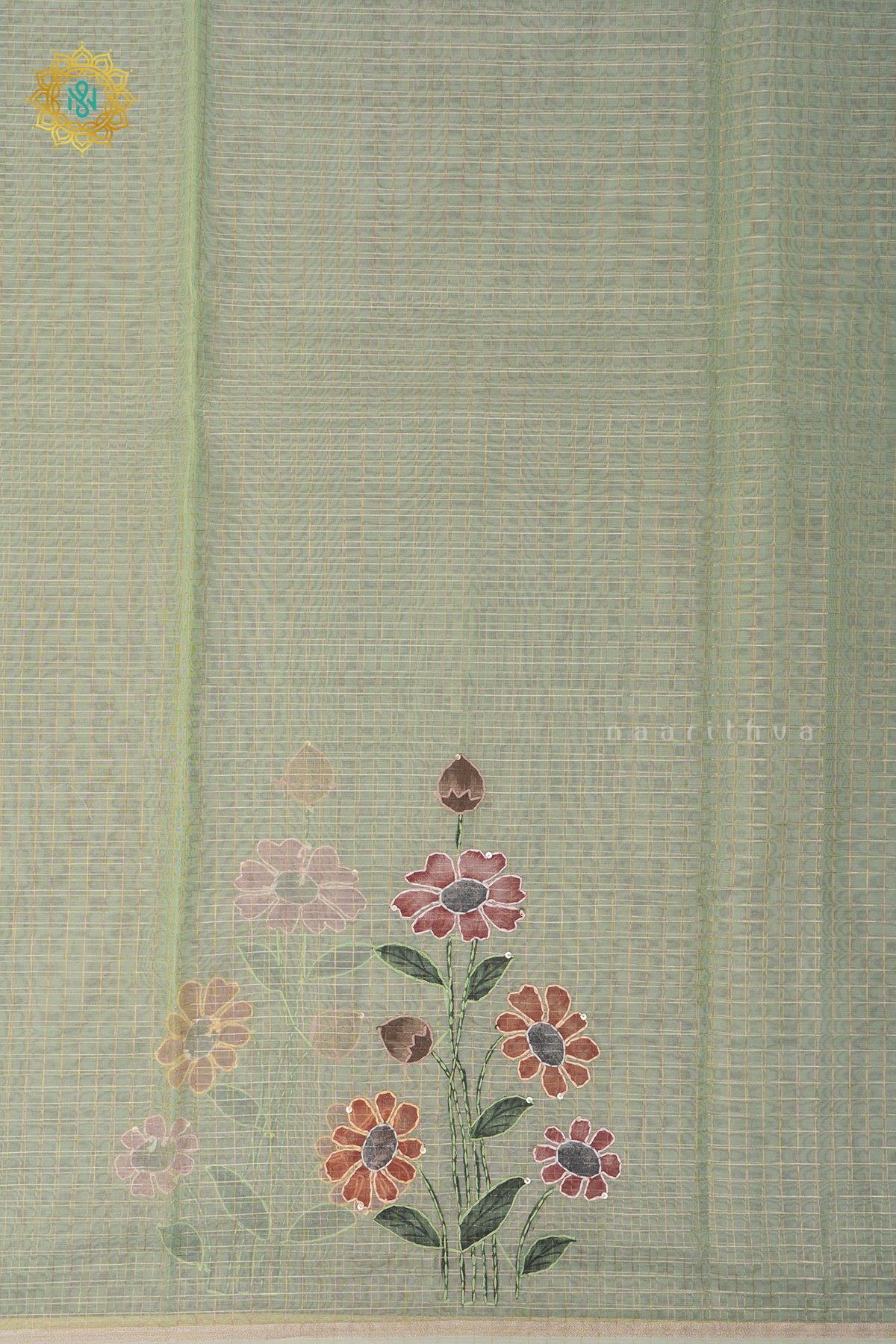 GREEN - ORGANZA WITH KATHA WORK