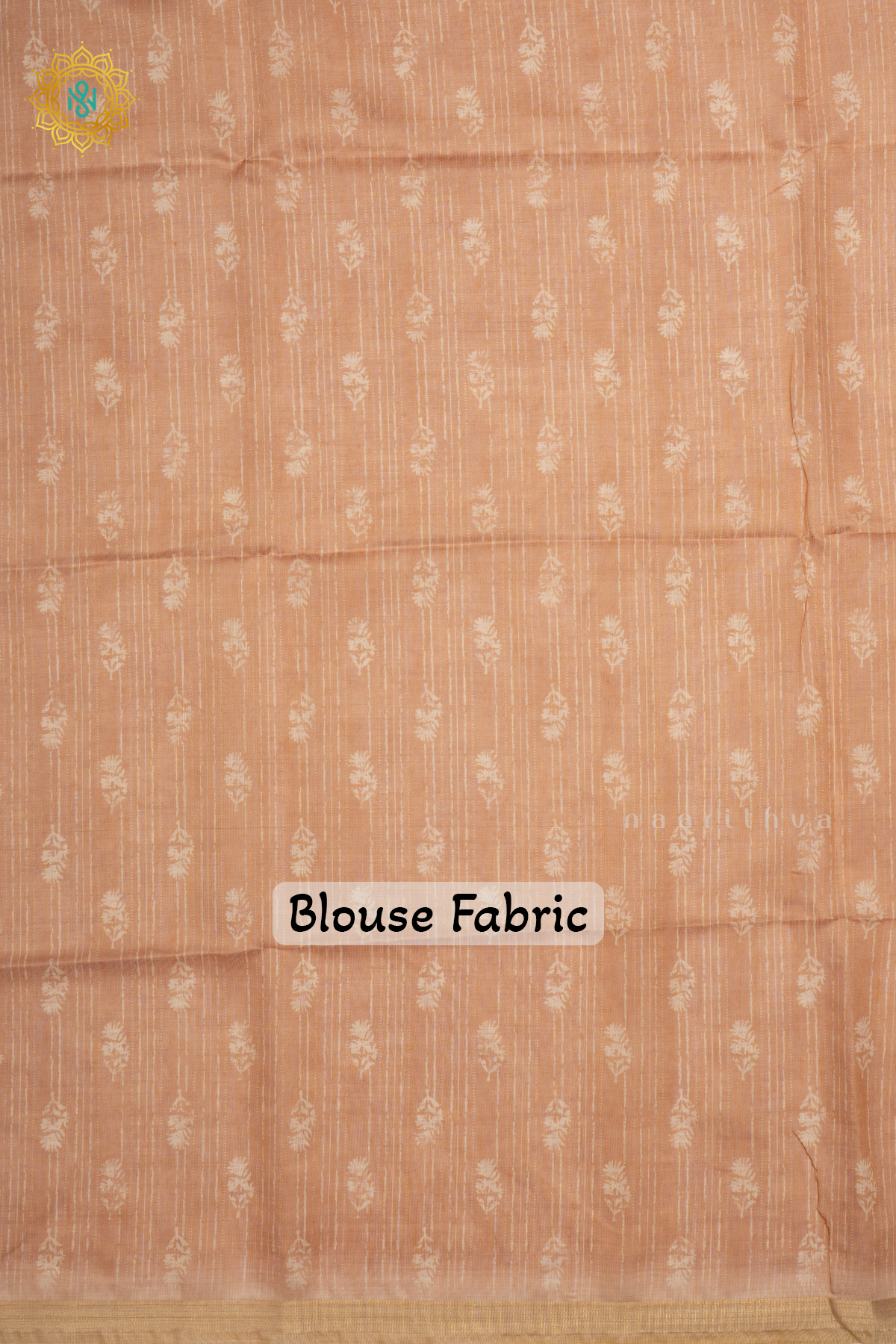 Beige With Peach Linen By Cotton Saree With Kalamkari Prints On The Body