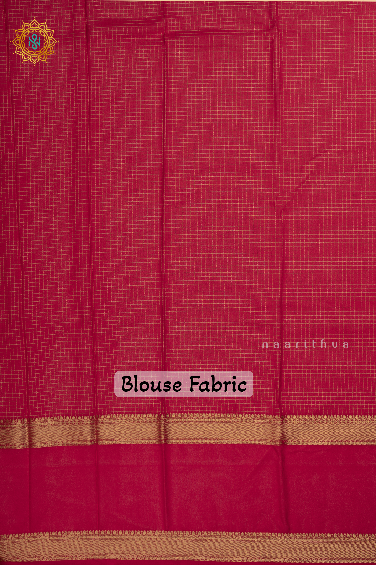 Orange with Rani Pink Semi Mysore Crepe Silk Saree with All-Over Zari Checks and Buttas and a Contrast Zari Gap Border