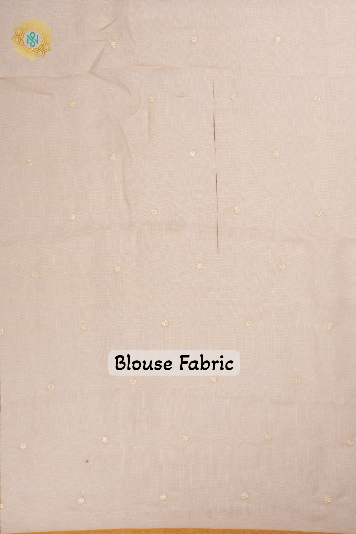 Off white Linen Tissue Saree with All-Over Embroidered Buttas on the Body, Featuring an Embroidery Border and Pallu