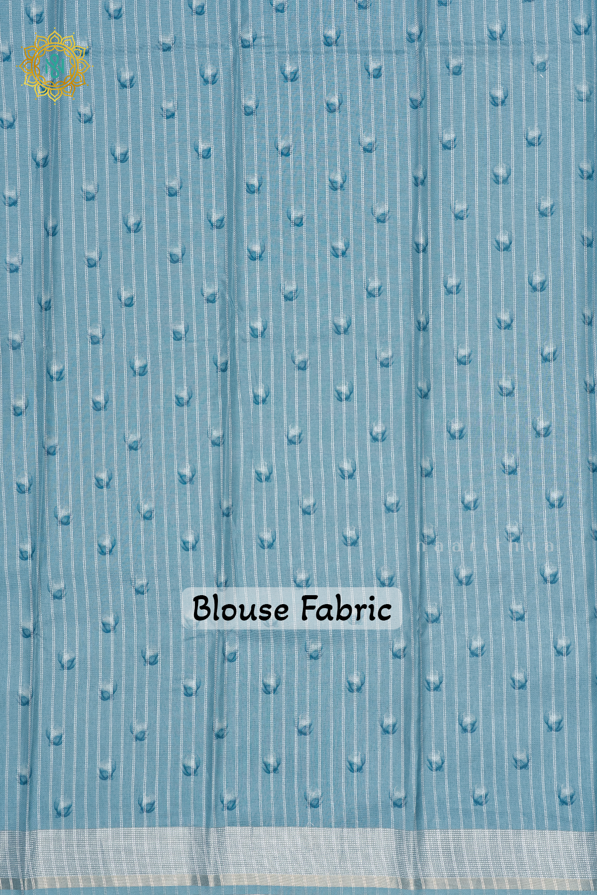 OFF WHITE WITH AQUA BLUE - SEMI TUSSAR