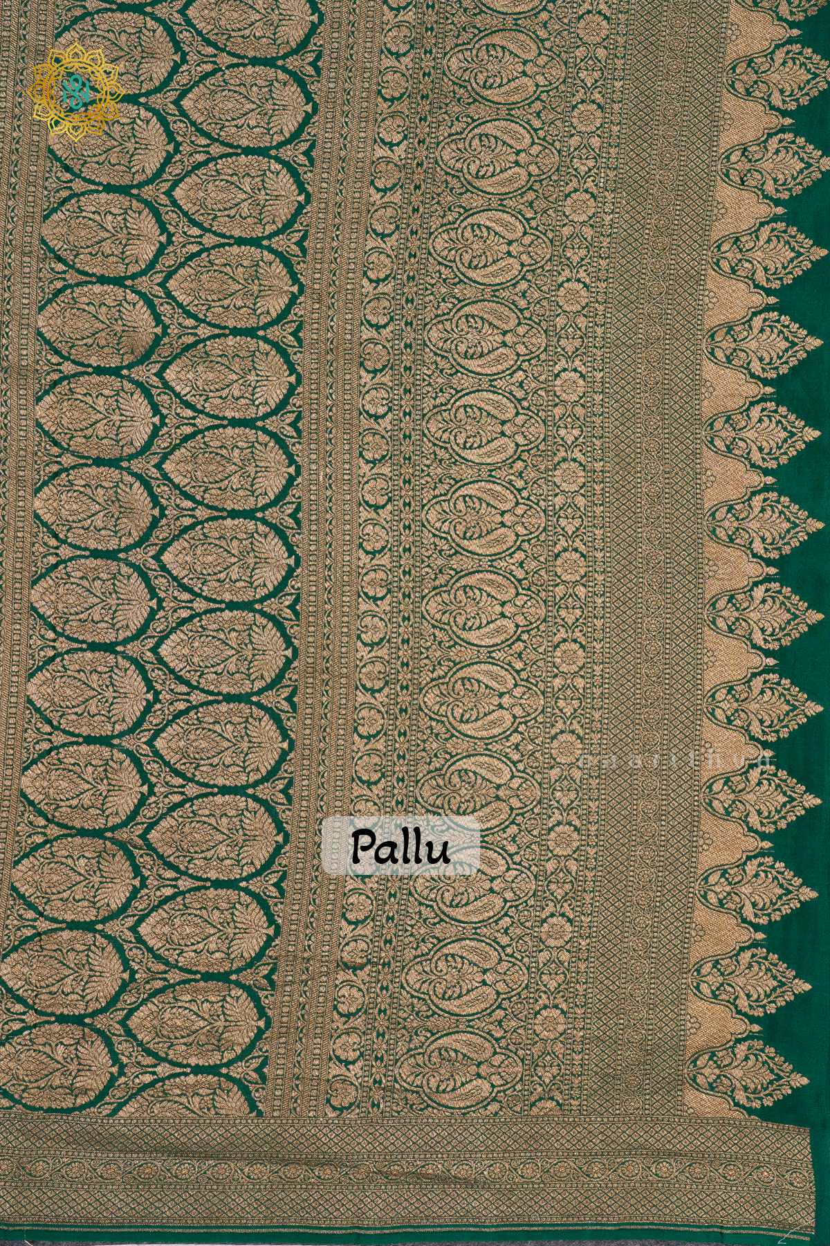 RED WITH GREEN - PURE BANARASI CREPE SILK