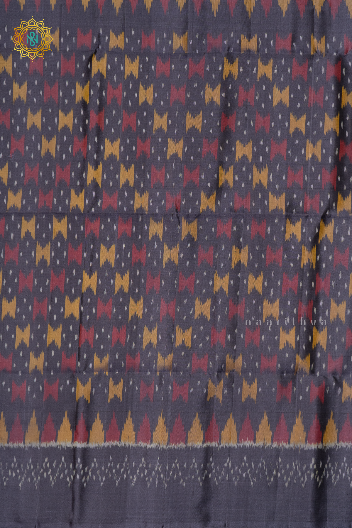 GREY WITH CYAN GREEN - PURE KANJIVARAM IKAT SOFT SILK