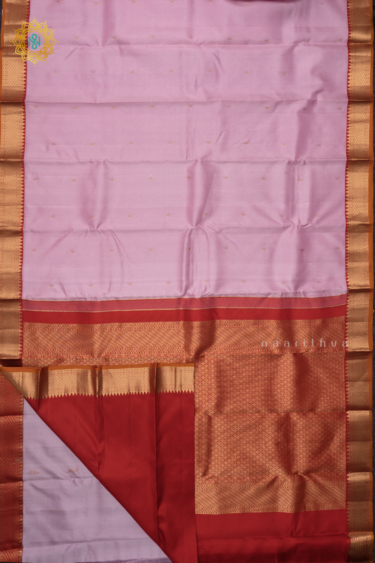 LIGHT PINK WITH RED - PURE KANJIVARAM SILK