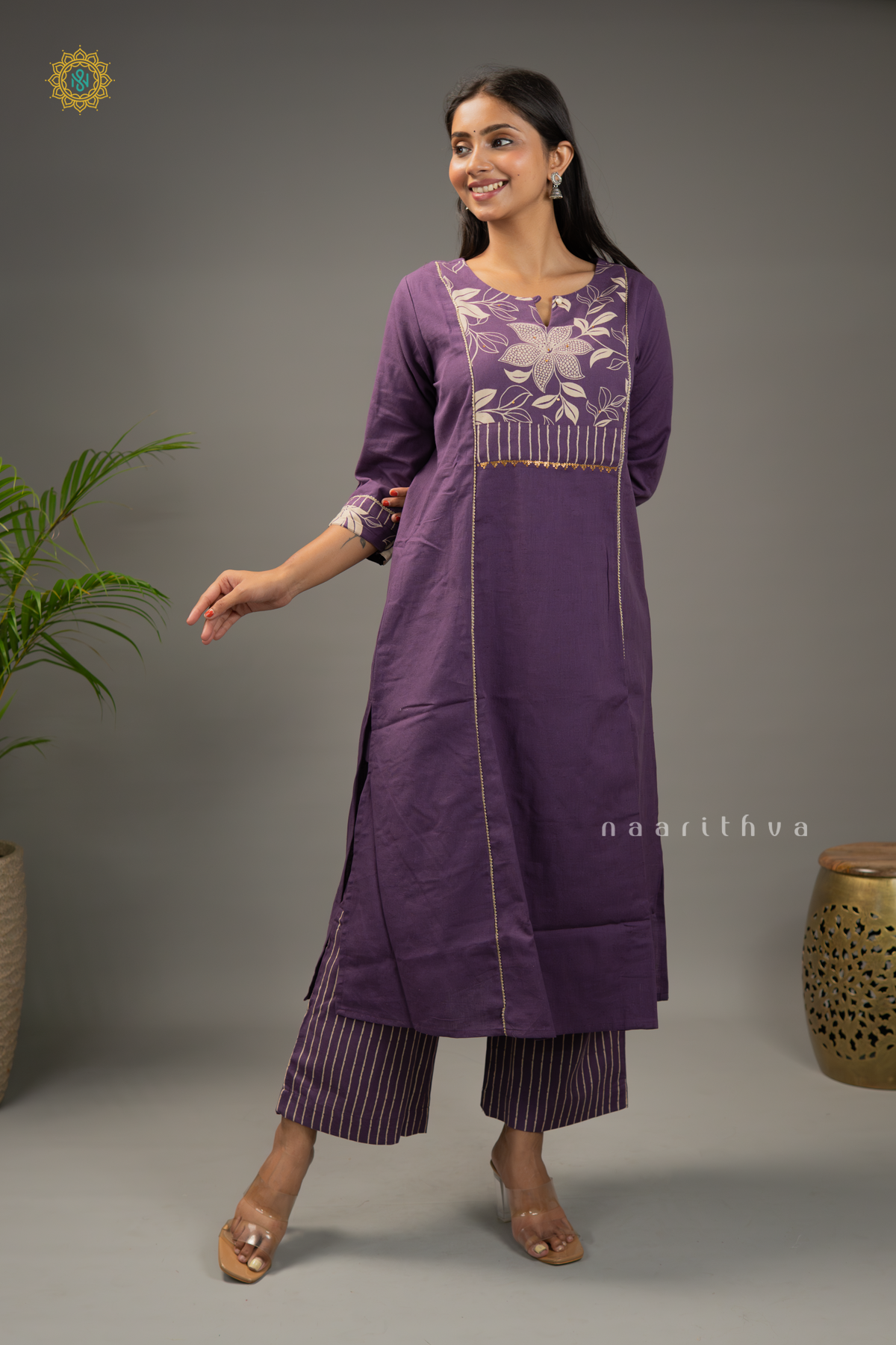 LAVENDER - COTTON 2PC SALWAR SUIT WITH PRINTED TOP & BOTTOM