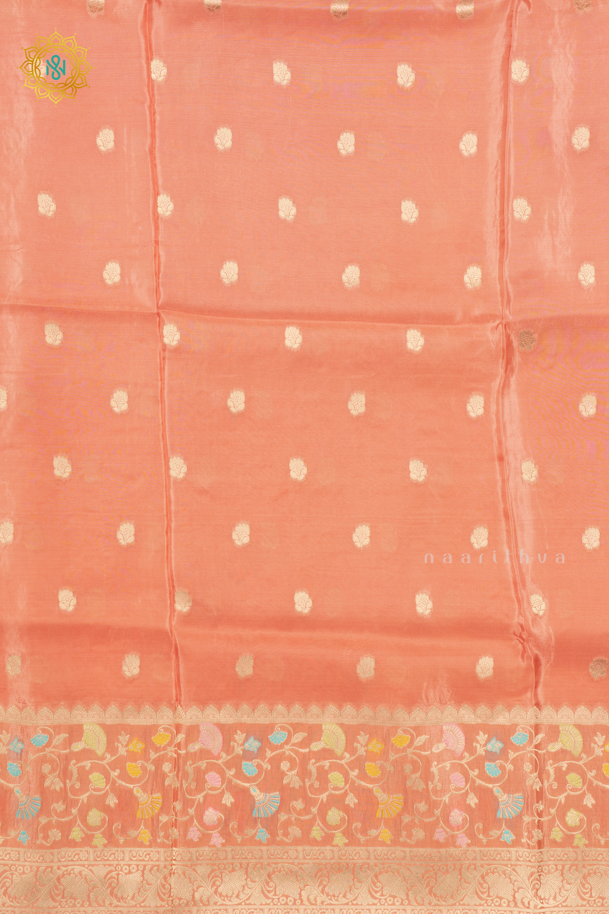 PEACH WITH ORANGE - SATIN CREPE