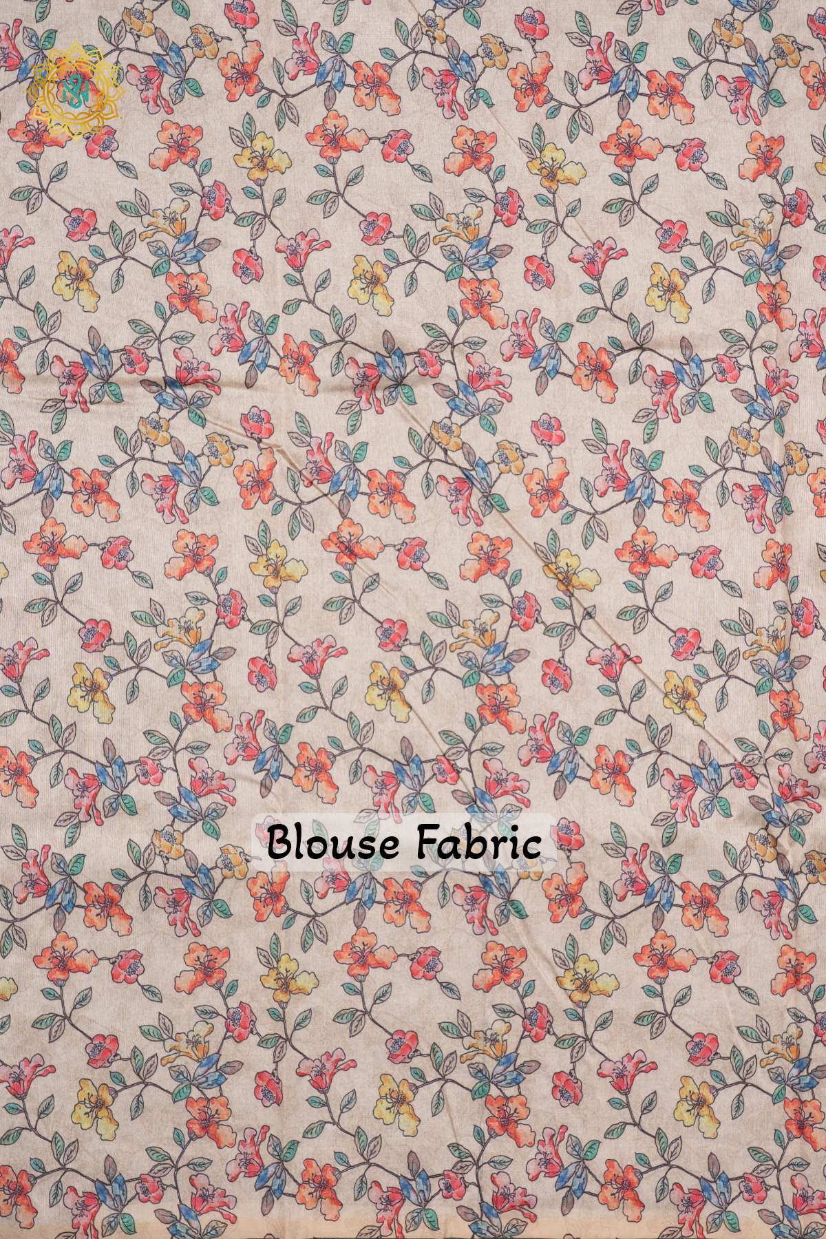 BEIGE WITH OFF WHITE - SEMI TUSSAR WITH APPLIQUE WORK