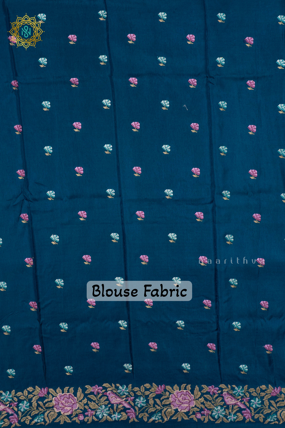PEACOCK BLUE - SEMI CREPE SILK WITH EMBROIDERY