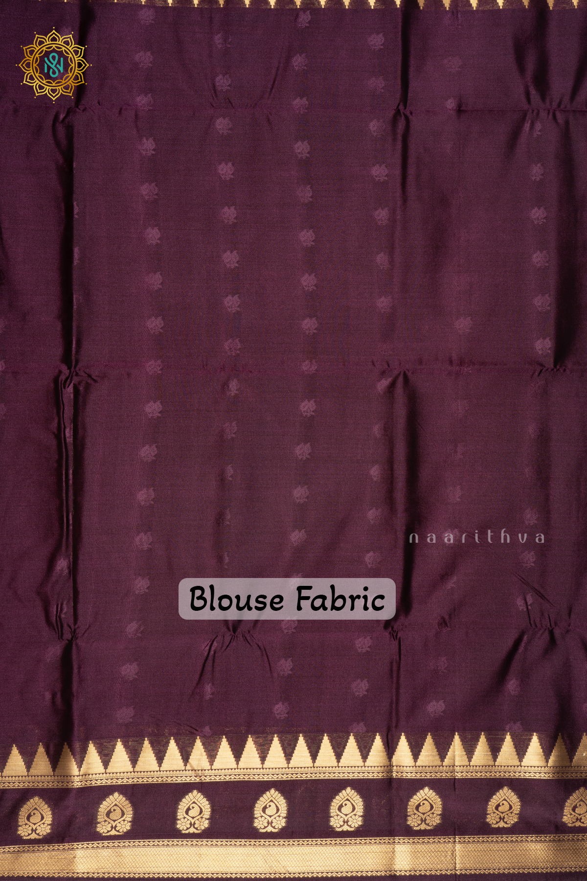 Pinkish Lavender With Deep Wine Semi Soft Silk Saree Allover Zari Buttas And Contrast Temple Rising Gap Border