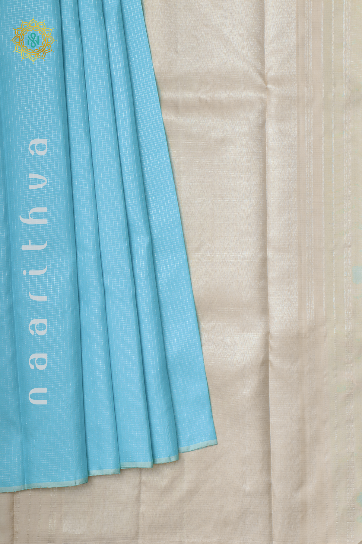 SKY BLUE WITH OFF WHITE - PURE KANJIVARAM SILK