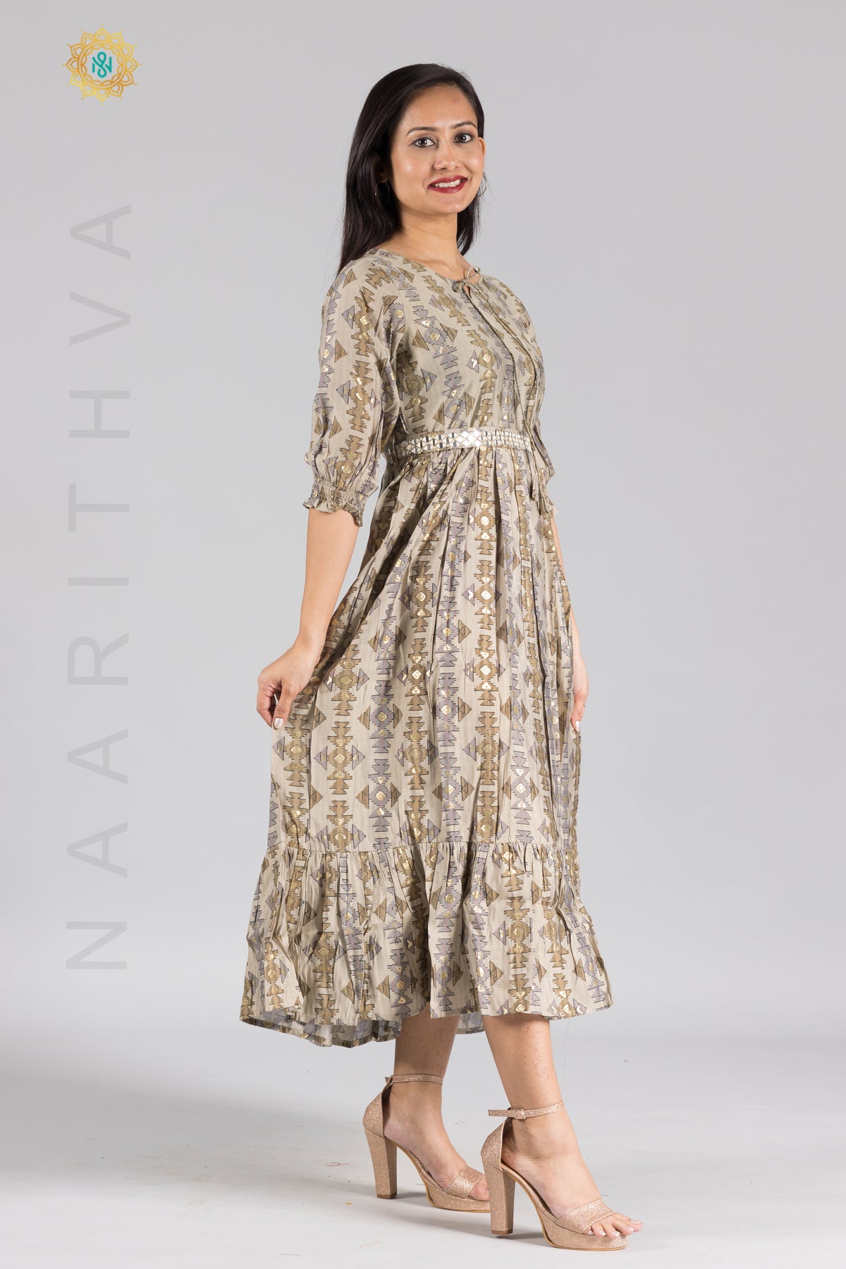 UMBRELLA PATTERN FOIL PRINTED DOUBLE LAYERED KURTI