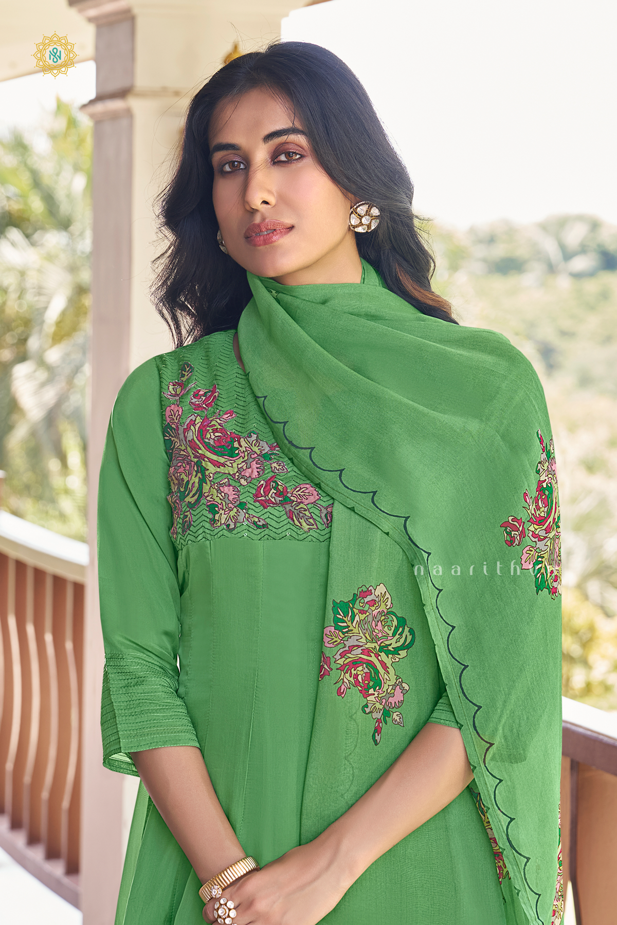 PARROT GREEN - COTTON 3PC SALWAR SUIT WITH TOP, BOTTOM & DUPATTA
