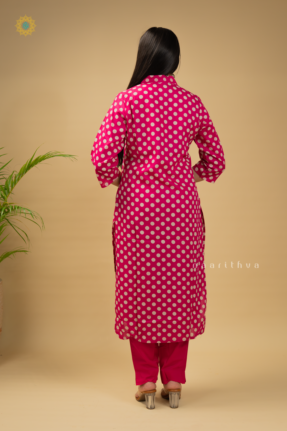 PINK - COTTON 2PC SALWAR SUIT WITH POLKA DOTS, TOP & BOTTOM