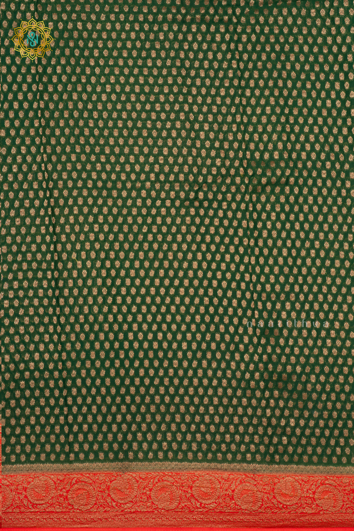 GREEN WITH RED - SEMI GEORGETTE