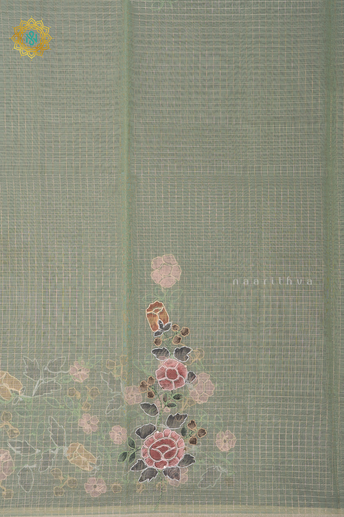 GREEN - ORGANZA WITH KATHA WORK