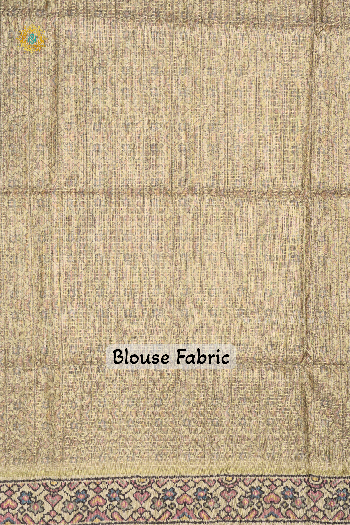 Olive Green With Beige Semi Tussar Silk Saree With Zari Stripes & Buttas On The Body, Printed Border And Contrast Blouse