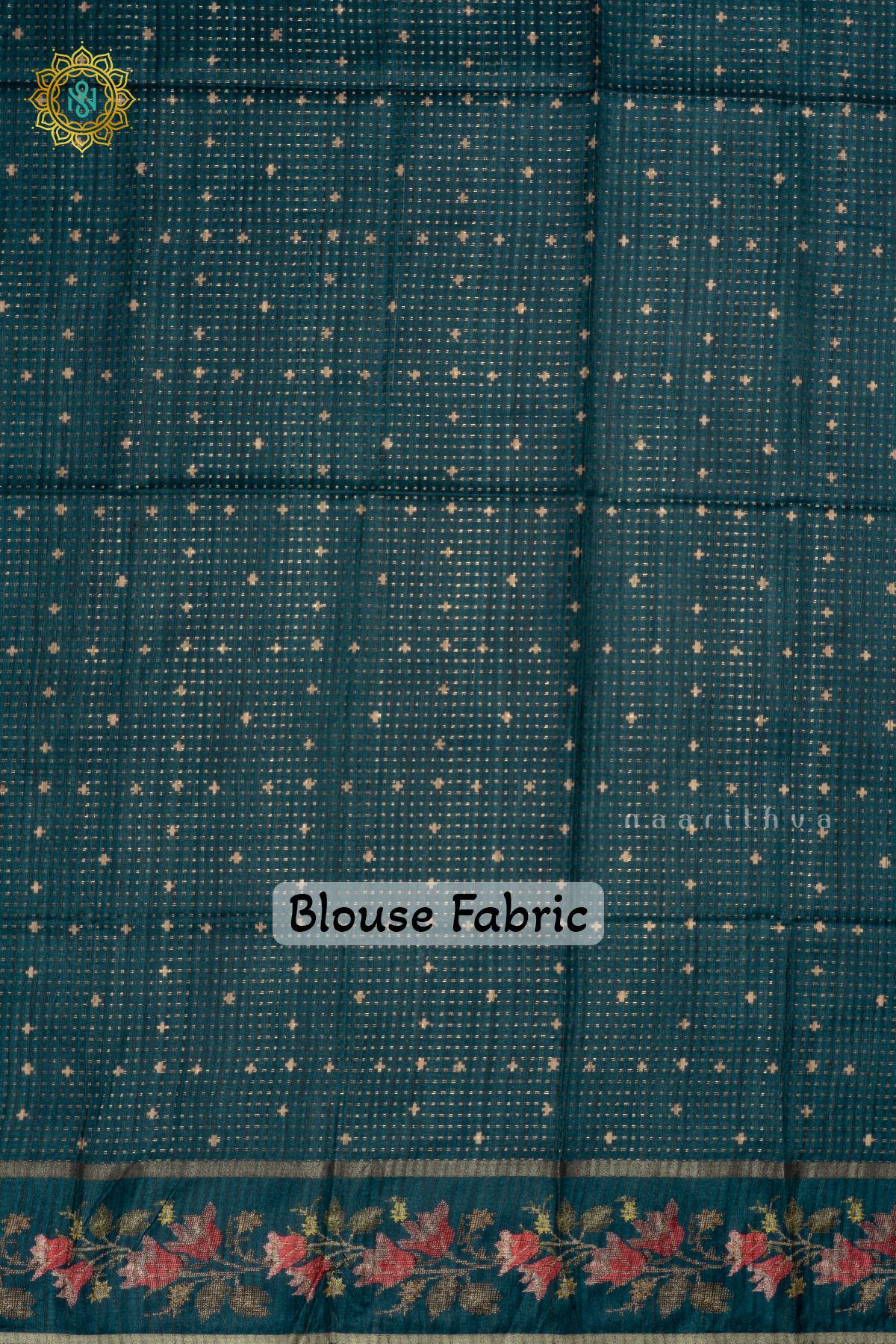 BEIGE WITH PEACOCK BLUE - SEMI TUSSAR SILK