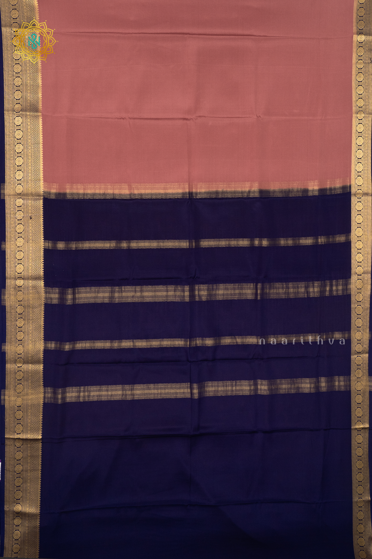 ONION PINK WITH BLUE - PURE MYSORE CREPE SILK