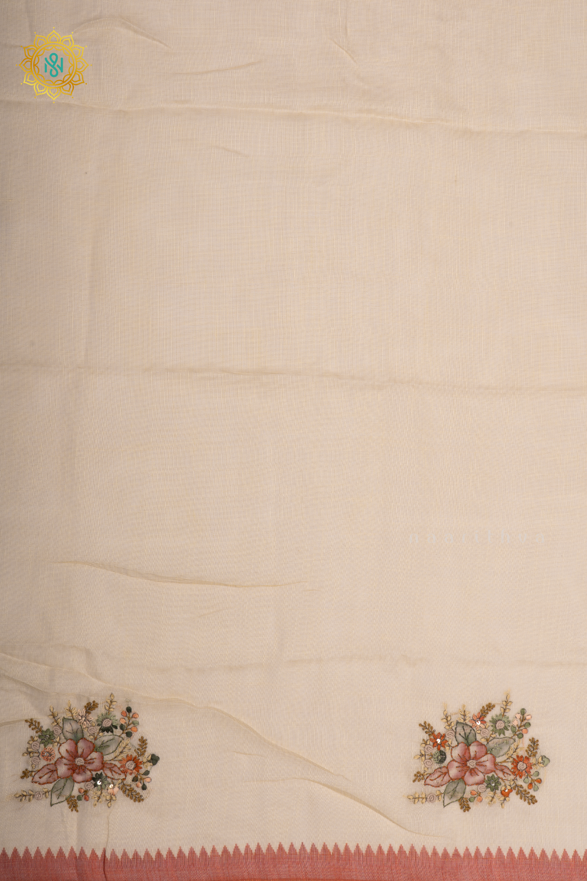 WHITE WITH ORANGE - LINEN TISSUE