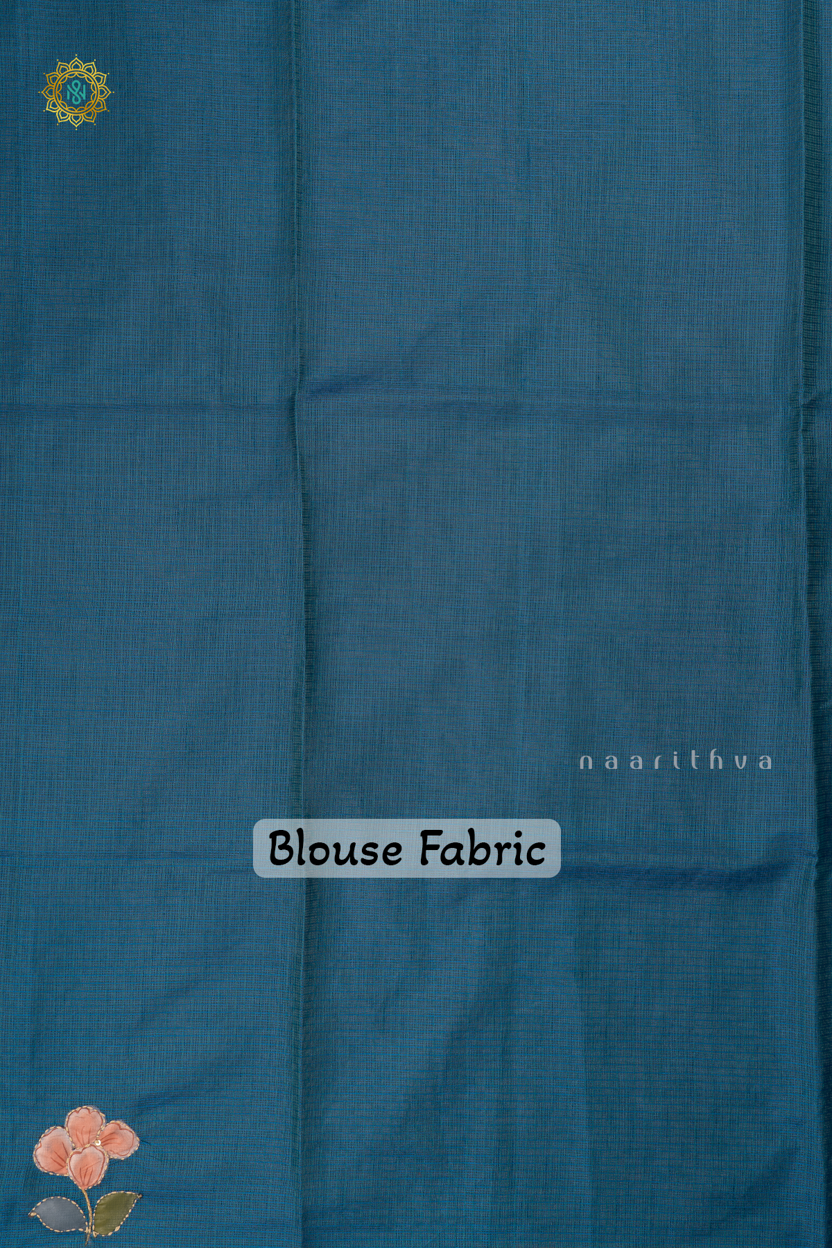 Blue Kota Organza With Hand-Painted And Katha Work On The Body
