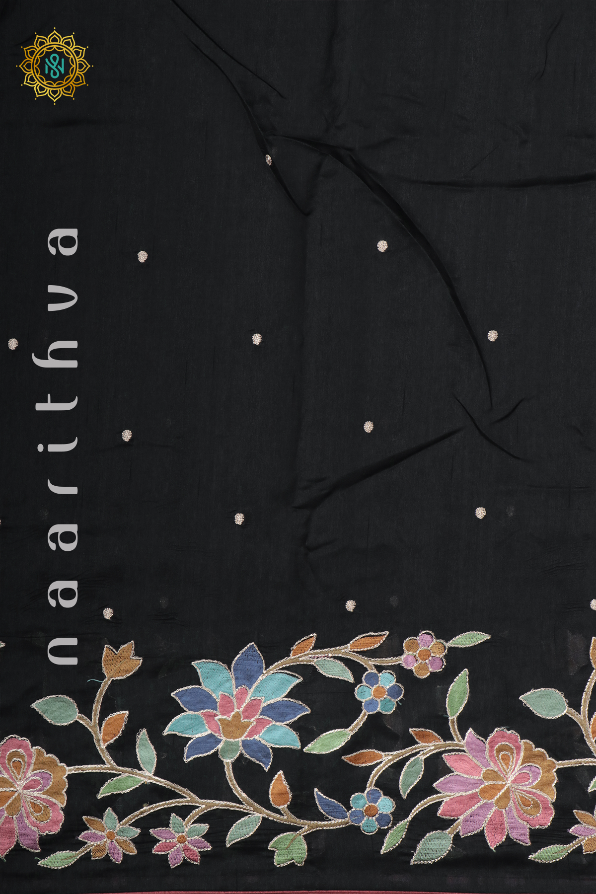 BLACK - SEMI TUSSAR SILK