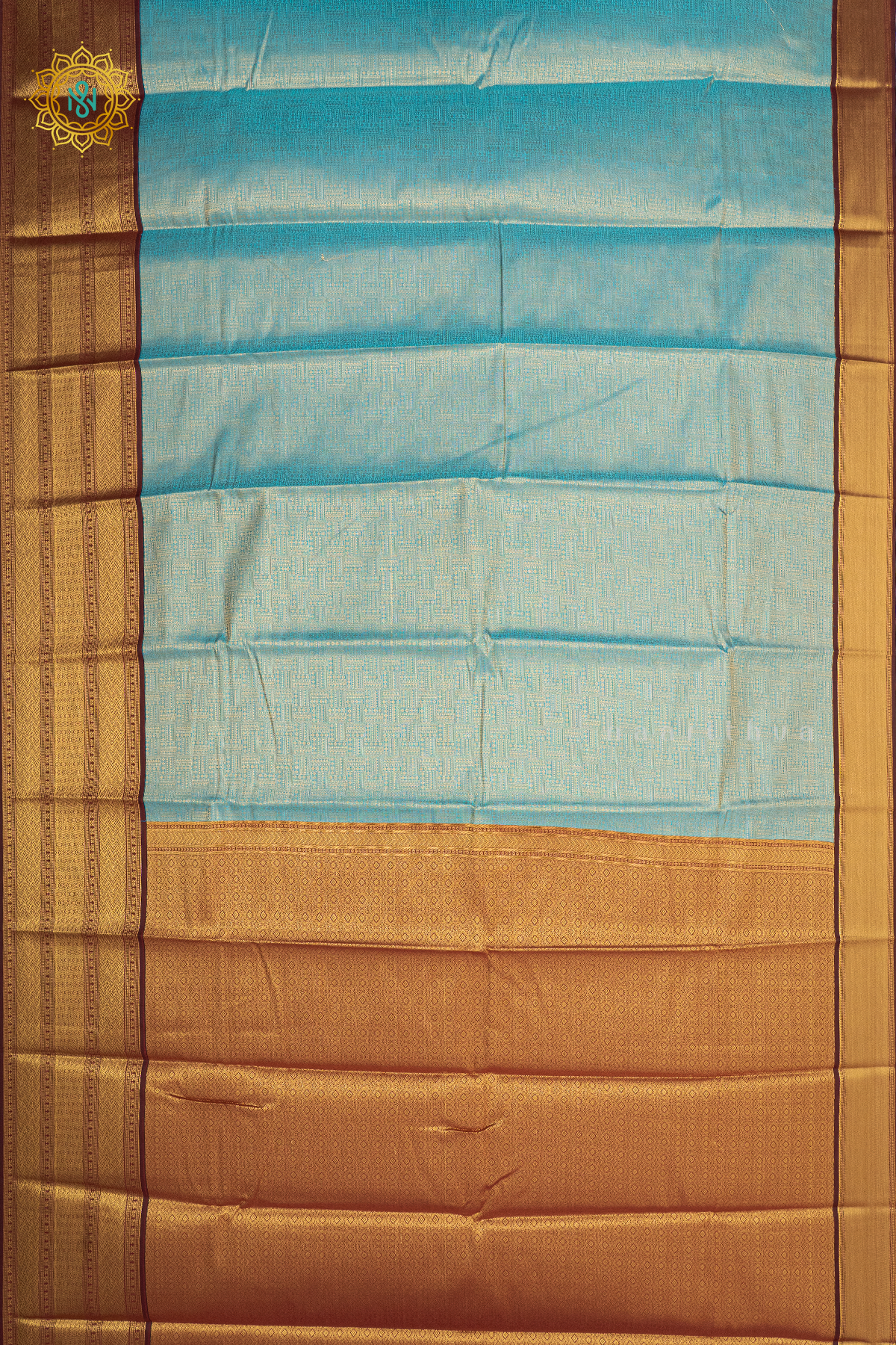SKY BLUE WITH MAROON - SEMI KANCHI