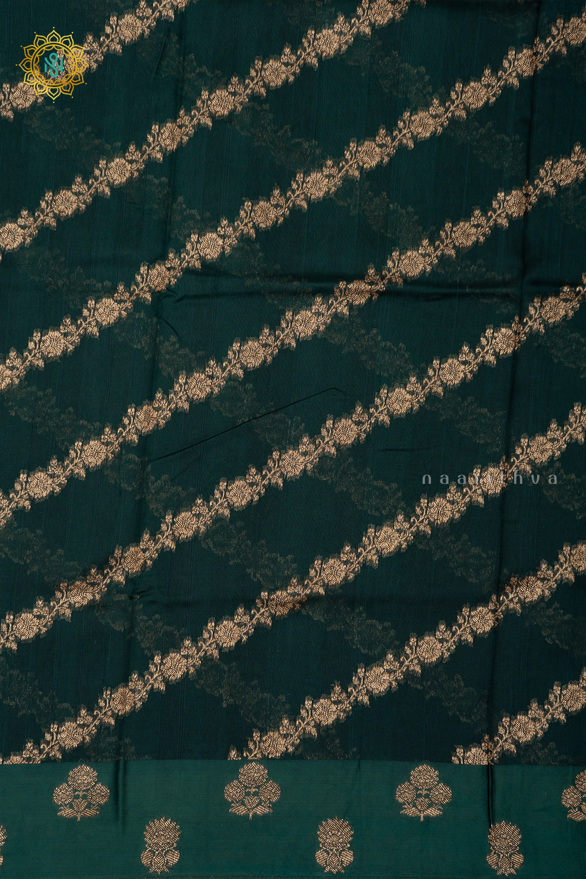 BOTTLE GREEN - SEMI TUSSAR SILK