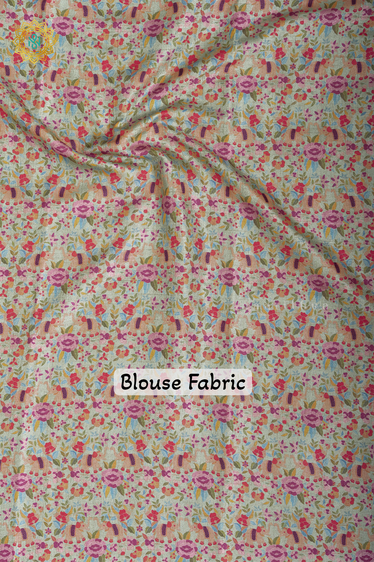 BEIGE WITH AQUA GREEN - SEMI TUSSAR SILK