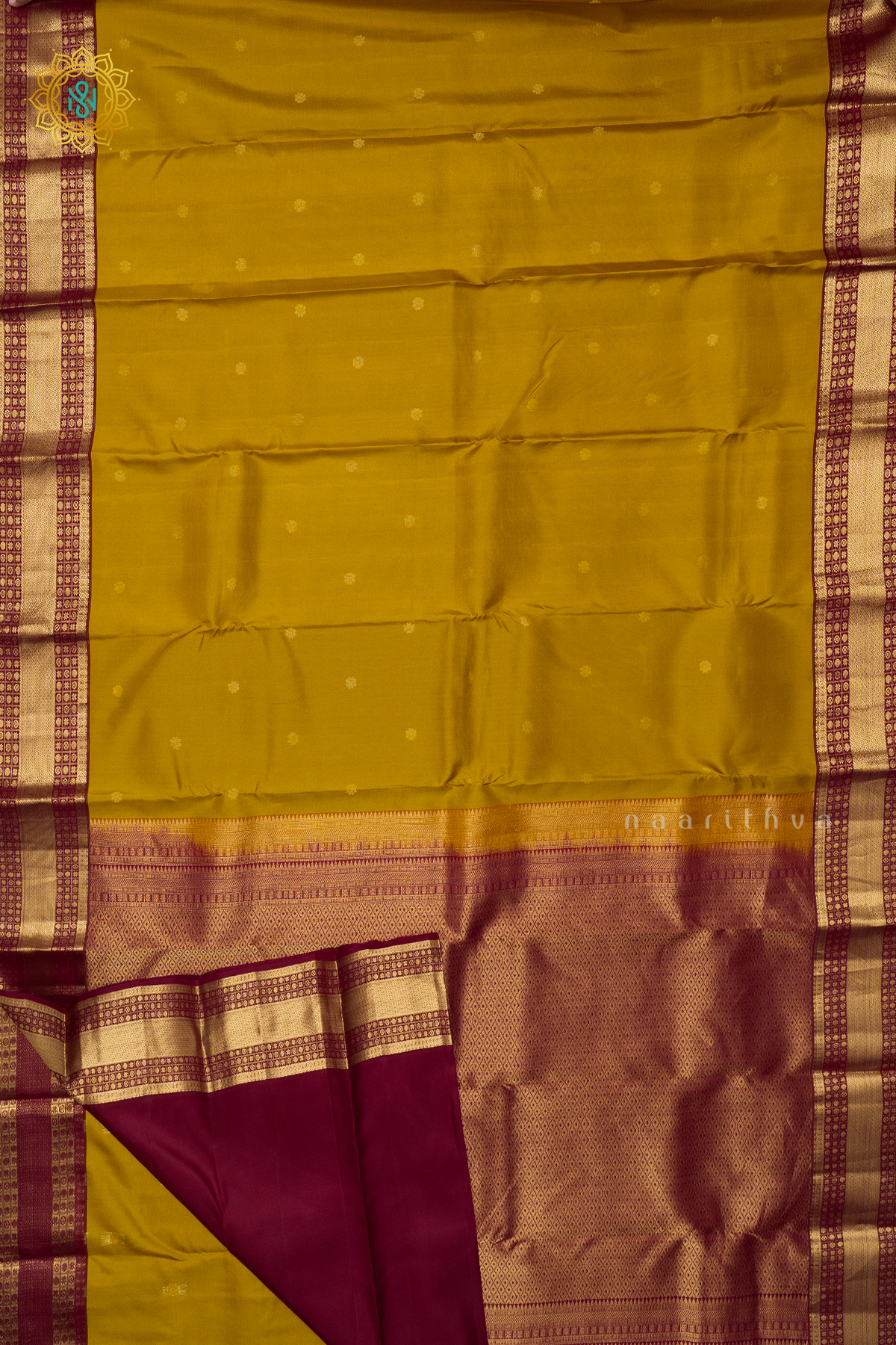 MUSTARD WITH MAROON - PURE KANJIVARAM SILK