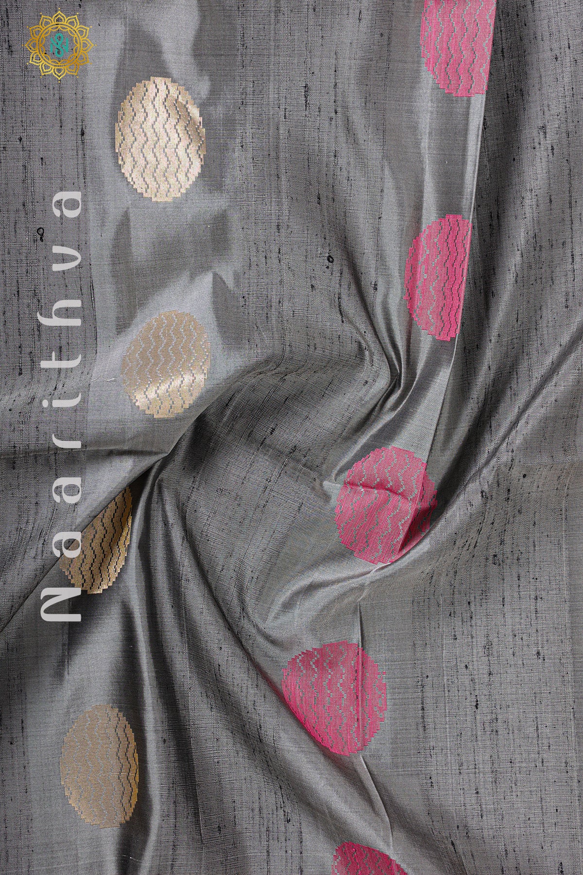 GREY WITH PINK - PURE KANJIVARAM SOFT SILK
