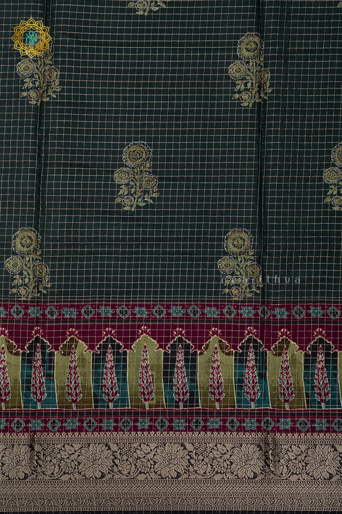 BOTTLE GREEN - SEMI CREPE SILK