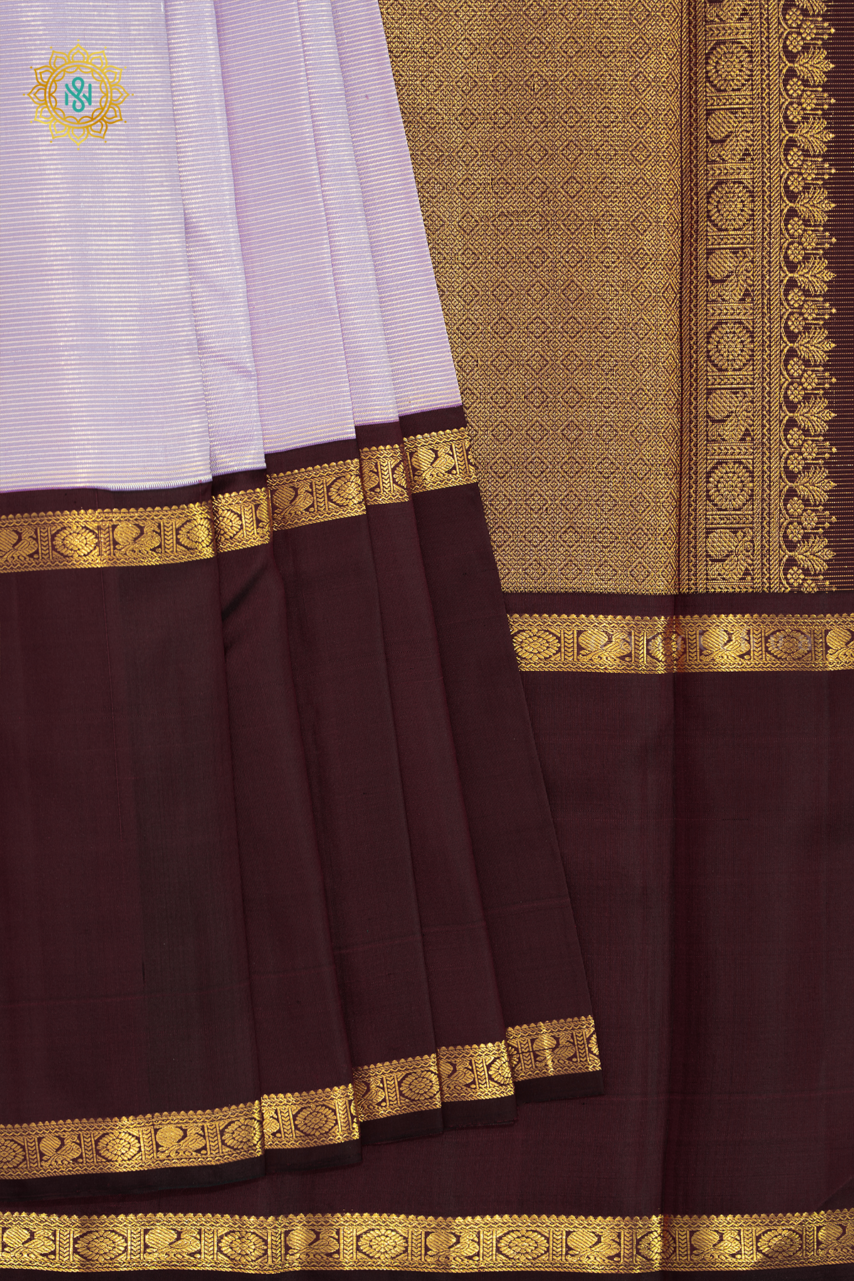 LIGHT PINK WITH GREEN & WINE - PURE KANJIVARAM SILK