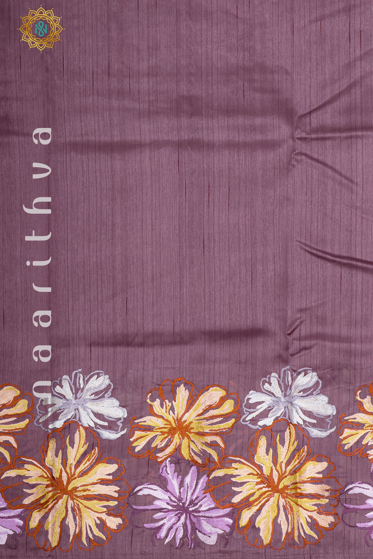 MAUVE - SEMI TUSSAR SILK WITH EMBROIDERY