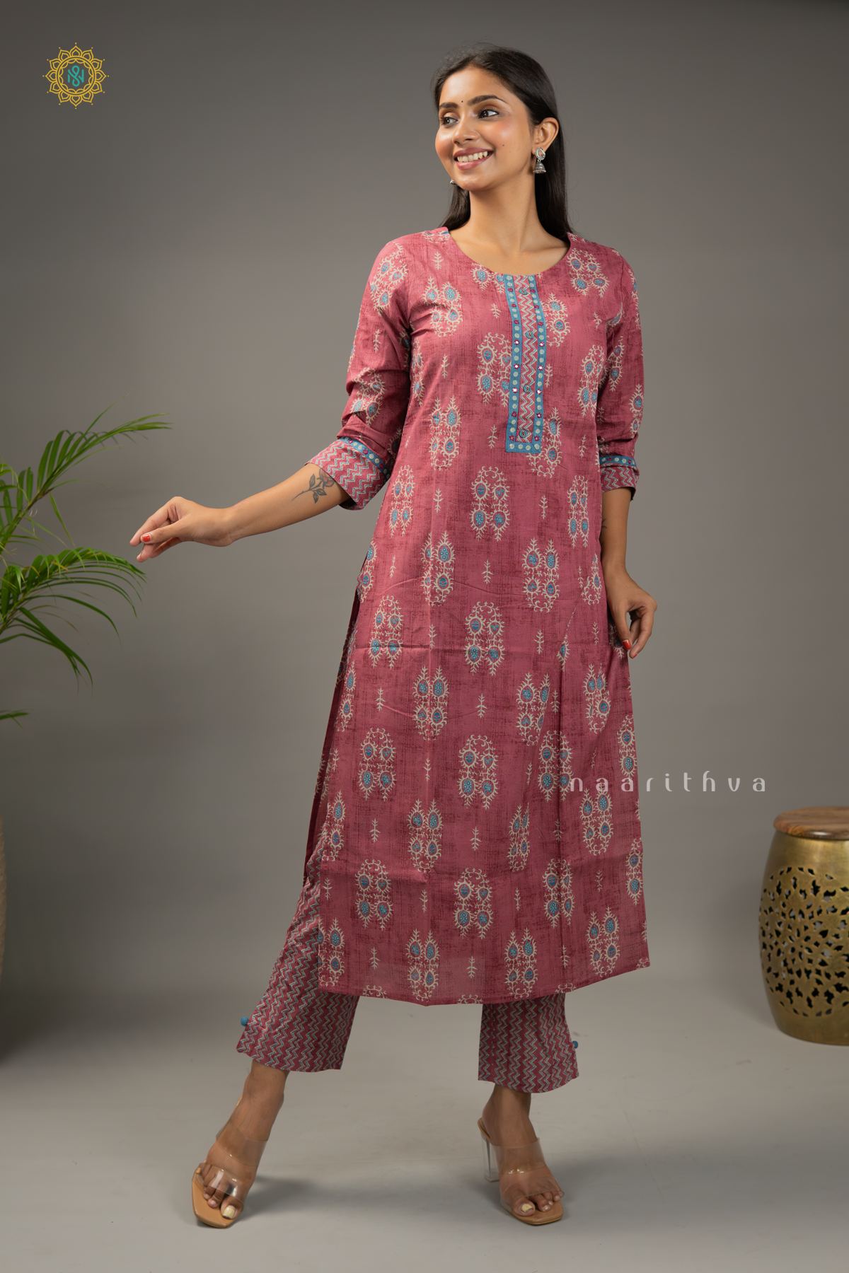 ROUGE PINK - 2PC SALWAR SUIT WITH PRINTED TOP & BOTTOM