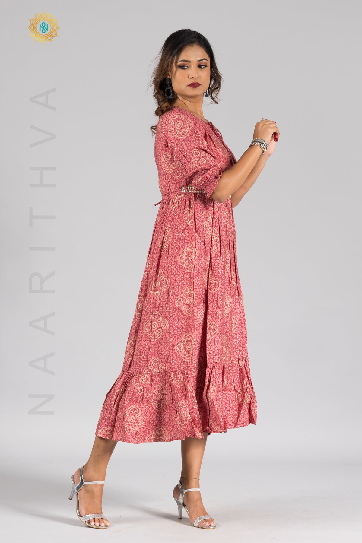 UMBRELLA PATTERN FOIL PRINTED DOUBLE LAYERED KURTI