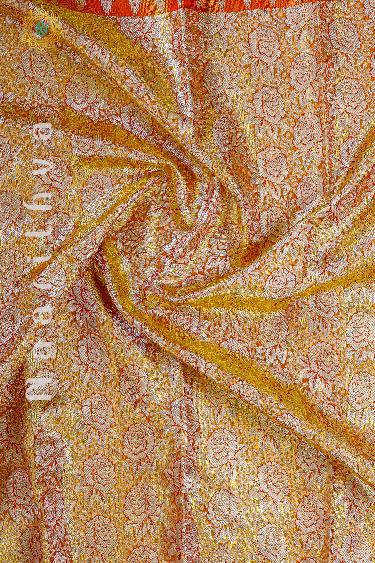 GOLD TISSUE WITH RED - PURE KANJIVARAM SILK