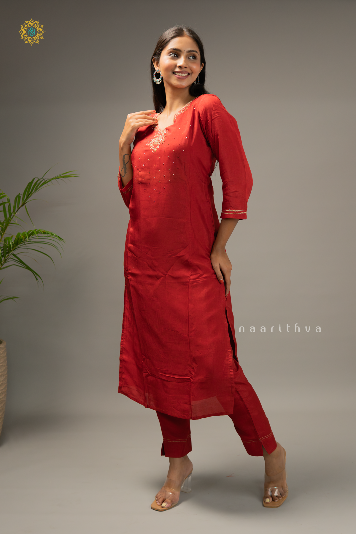 RUST ORANGE - 2PC SALWAR SUIT WITH TOP & BOTTOM