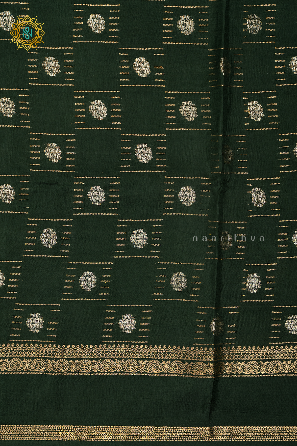 BOTTLE GREEN WITH PARROT GREEN - DOLA SILK