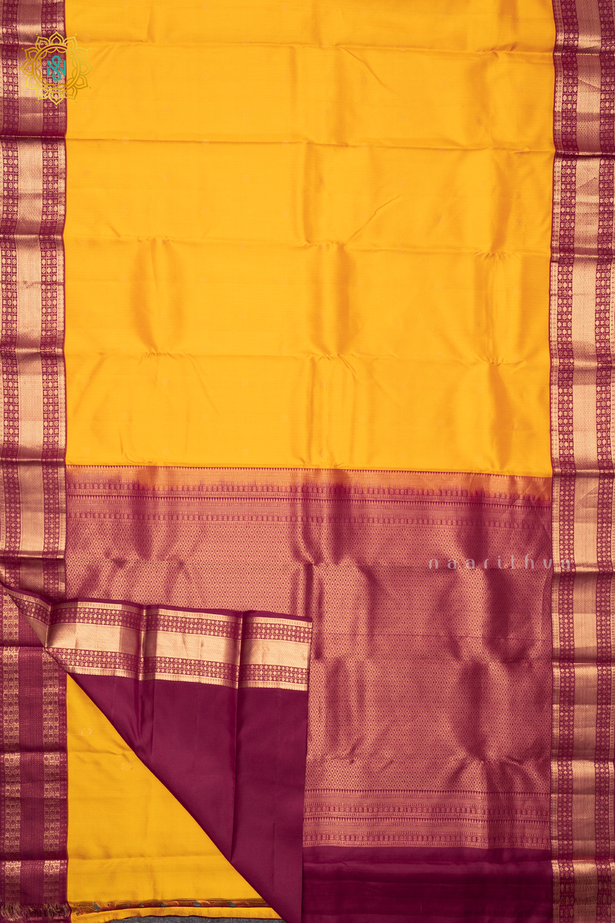 YELLOW WITH MAROON - PURE KANJIVARAM SILK