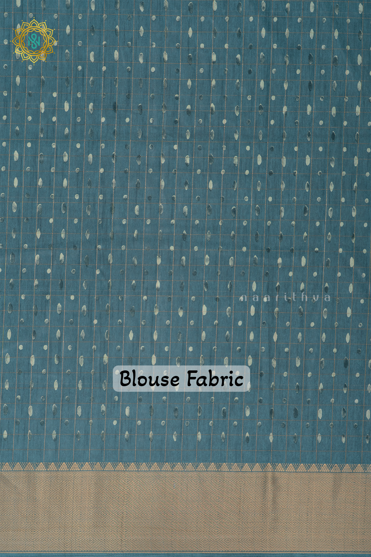 Aqua Green Dola Silk Saree With Zari Checks And Printed Body With Zari Border