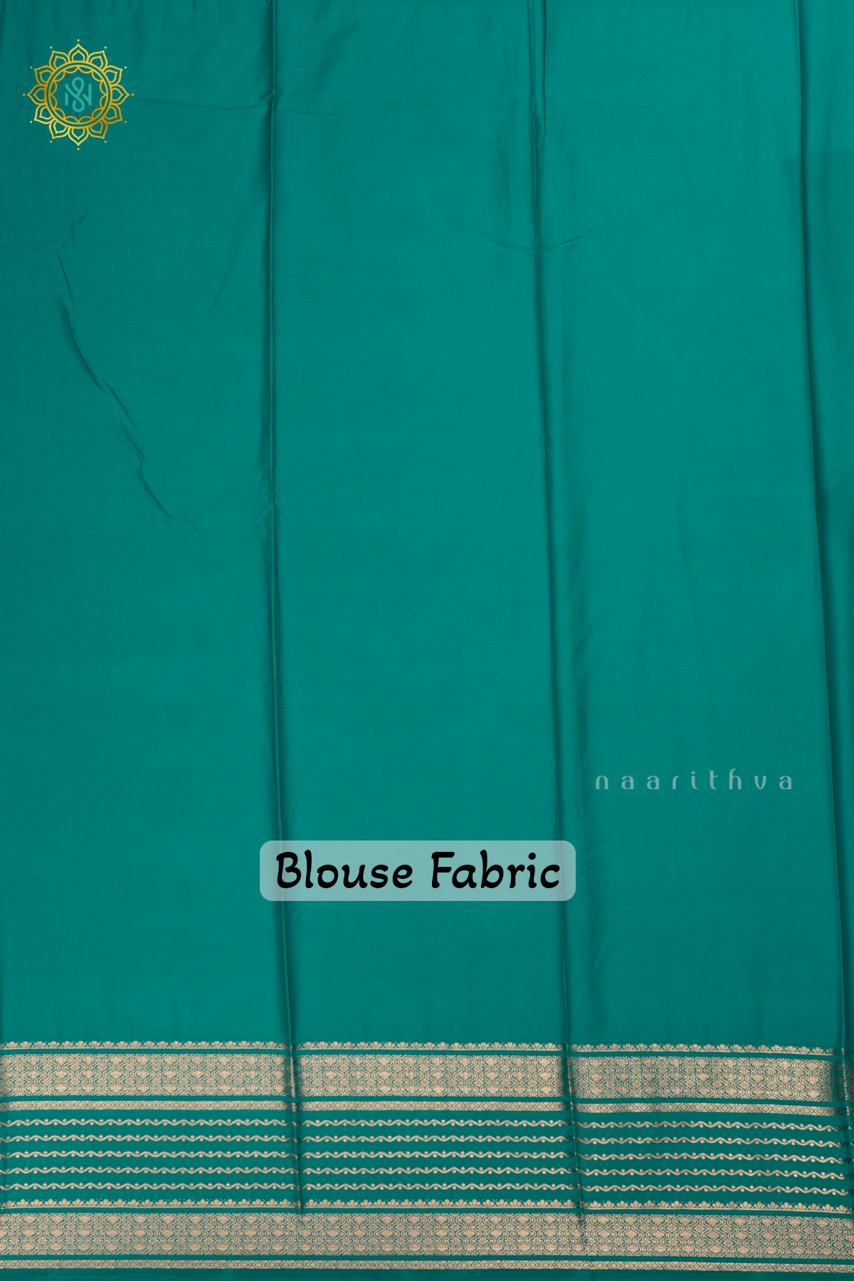 Peacock Blue with Aqua Blue - Semi Crepe Silk Saree with Allover Plain Body with Contrast Zari Border, Pallu and Blouse