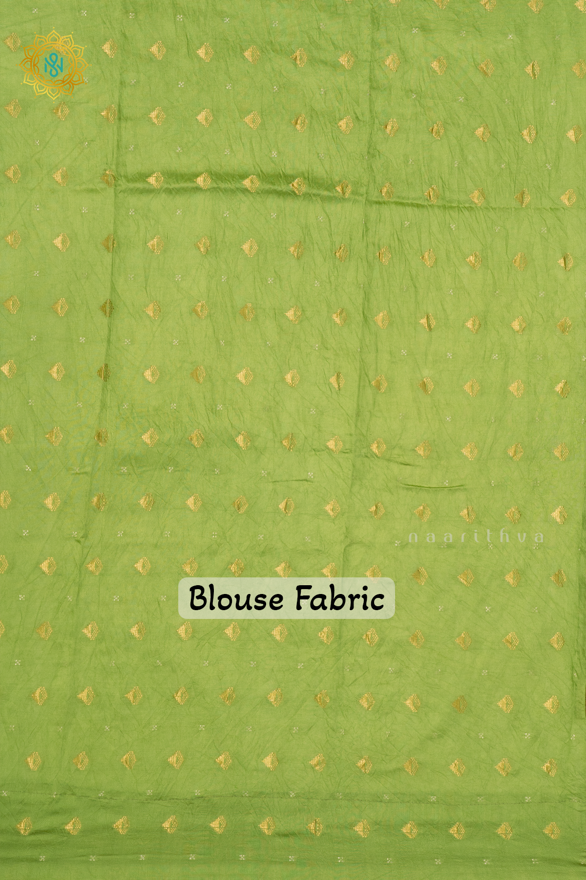PARROT GREEN WITH OFF WHITE - SEMI CREPE SILK