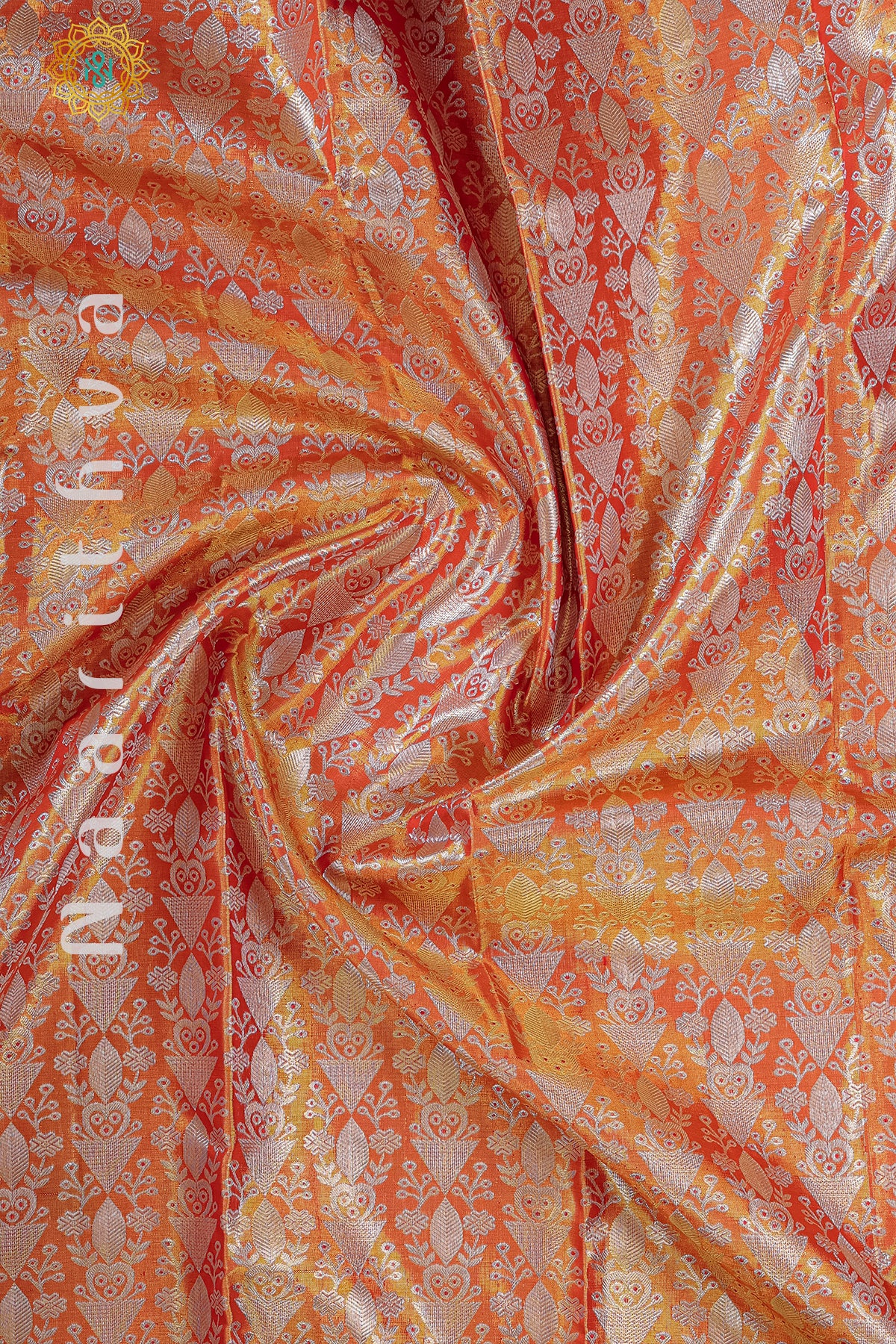 GOLD TISSUE WITH RED - PURE KANJIVARAM SILK