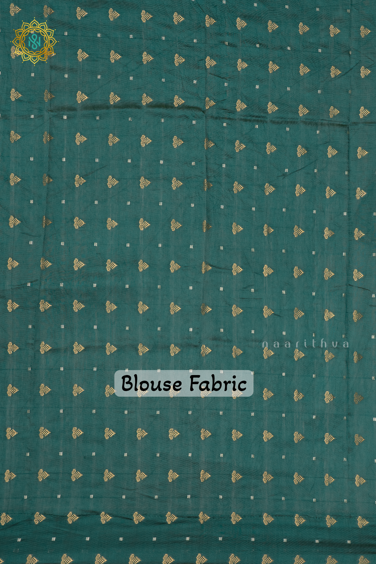 AQUA BLUE WITH OFF WHITE - SEMI CREPE SILK