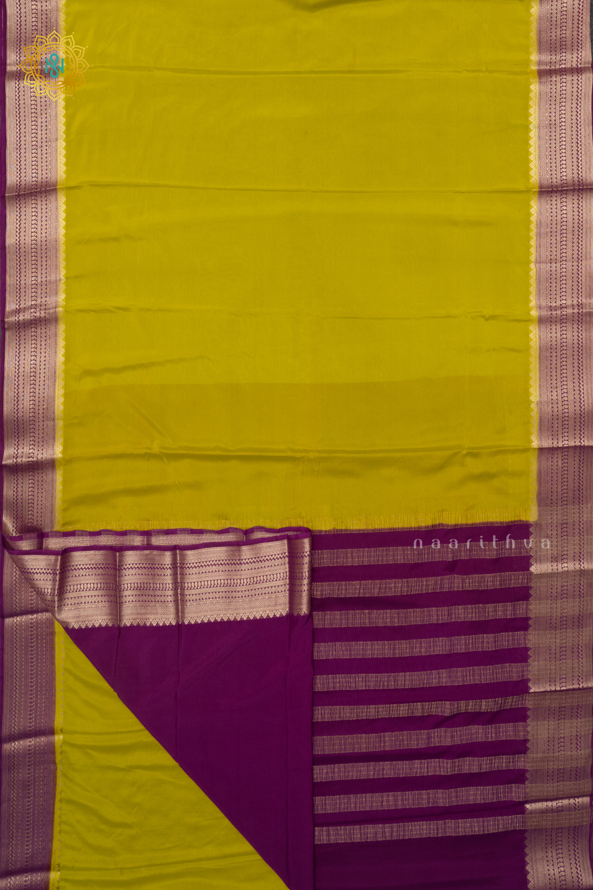 LEMON YELLOW WITH WINE - SEMI MYSORE CREPE SILK