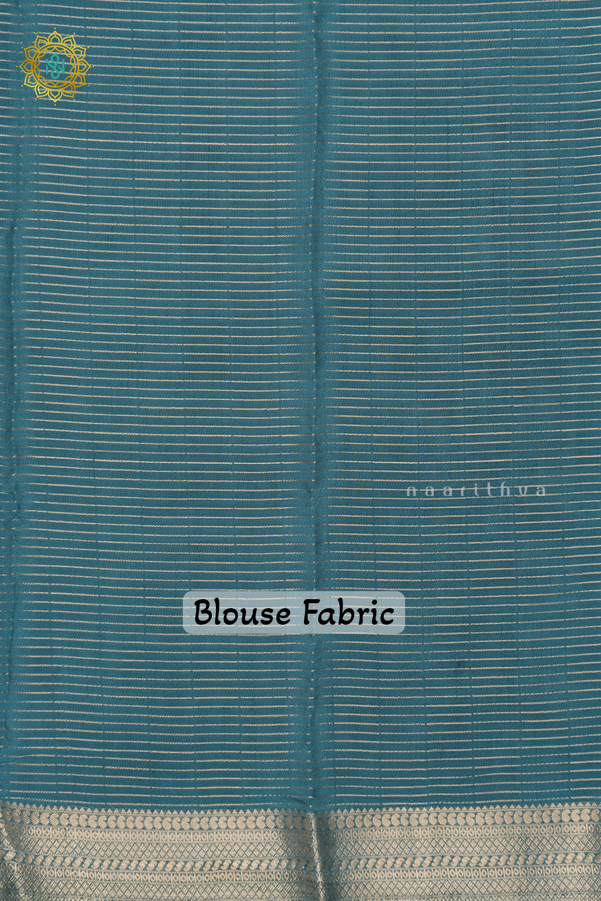 OFF WHITE WITH TEAL BLUE & SKY BLUE - SEMI GEORGETTE